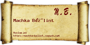 Machka Bálint névjegykártya